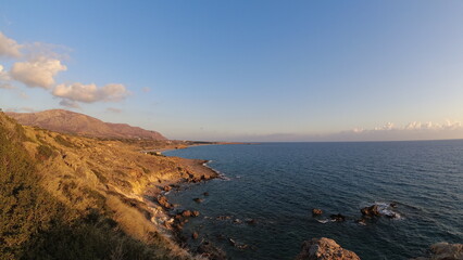 South coast of Crete at sunset in October 2023