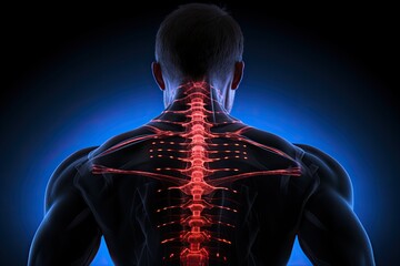 Man back pain and muscle spasms - obrazy, fototapety, plakaty