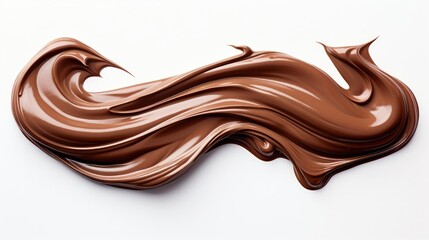 chocolate cream strokes isolated on a pristine white background, showcasing the artistry of culinary creativity and the indulgence of gourmet dessert
