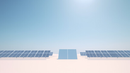 solar panels on dessert. renewable energy concept with copy space
