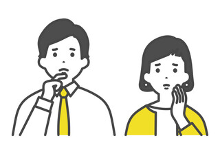 悩んでいる男女　Men and women in distress	