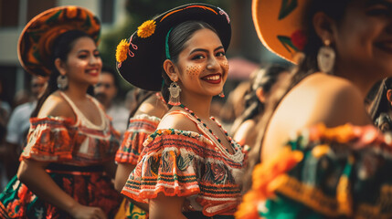 Colorful skirts fly during traditional Mexican dancing