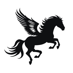 Minimalistisches Pegasus Flügelross Schwarz-weiß Vektor