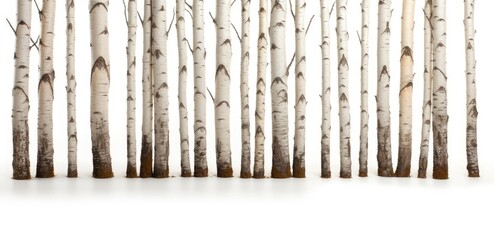 stock images of a set of natural birch trunks isolated on a clean white background, capturing the beauty and organic appeal of these rustic elements