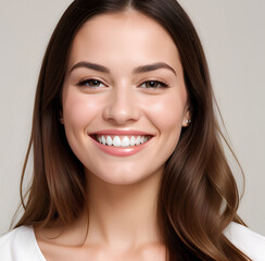 portrait of a woman smiling with white teeth , used for dental ad