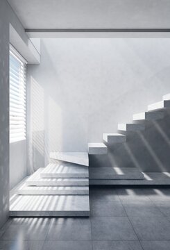 house and office stairs mock up with modern style. 3D illustration rendering
