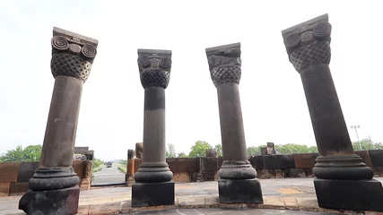 Fotobehang An Armenian stone columns at Zvartnots Cathedral. © Amazingness