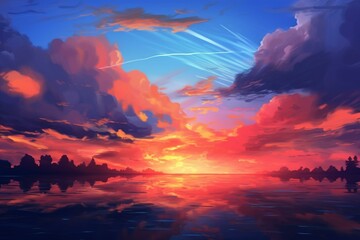 Background with dusk sky. Generative AI