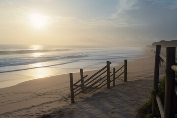 Morning beach view. Generative AI