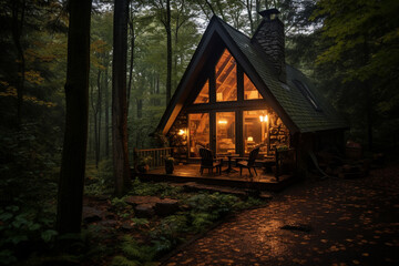 Fototapeta na wymiar Cozy cabin in the woods