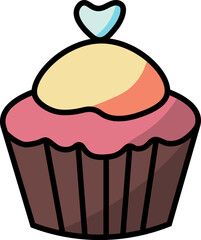 3-tier cupcakes, top shelf heart-shaped