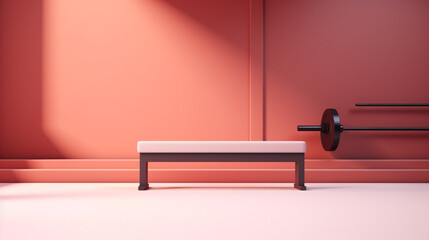 3d minimal Gym Bench Press on pink background. with copy space