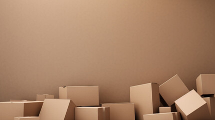3d Carboard boxes minimalist background with copy space 