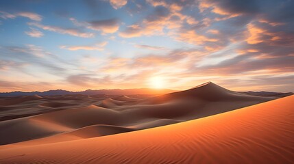 Fototapeta na wymiar Panorama of sand dunes at sunrise in Death Valley National Park