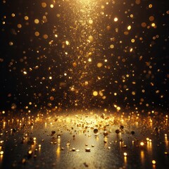 abstract falling gold sparkles and glitter background - 667578951