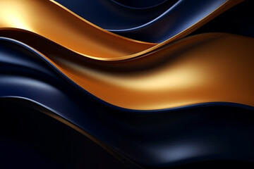 Gold and navy blue waves abstract luxury background for copy space text. Golden colors curves backdrop