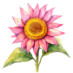 Watercolor Cute Sunflower Valentine Clipart Illustration