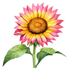 Fototapeta premium Watercolor Cute Sunflower Valentine Clipart Illustration