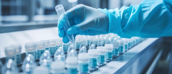 Pharmaceutical Manufacturing: Vials on Production Line