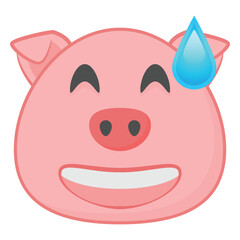 Pig emoji with a smiling face and cold sweat