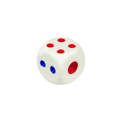 dice isolated from background, number 4, 2 and 1