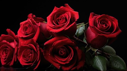 Obraz premium images of beautiful red roses against a striking black background, capturing the timeless elegance and romantic allure of these exquisite blooms