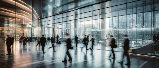 High-Speed Business Commute in Modern Office Lobby