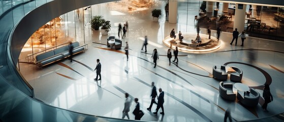 High-Speed Business Commute in Modern Office Lobby