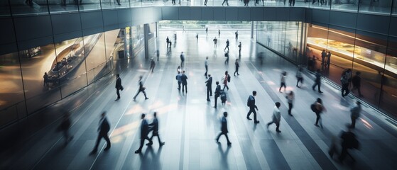 High-Speed Business Commute in Modern Office Lobby