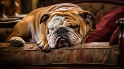 Slumbering English Bulldog Dog Portrait