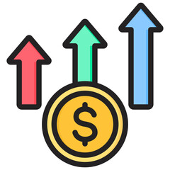 Increase Revenue Outline Color Icon