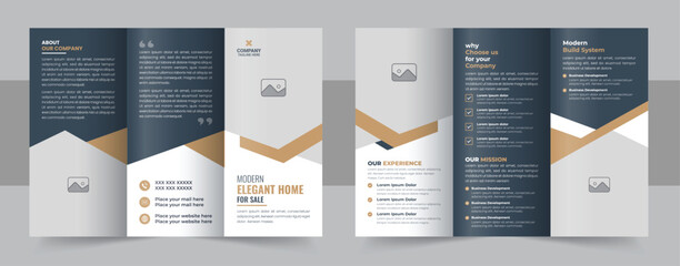 Real estate trifold brochure template design, Construction and Elegant Real Estate Trifold Brochure design