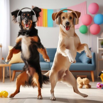 your dogs using headphones and dancing to music when are out generative ai