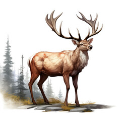 Realistic Elk: Majestic Wilderness Beauty.
 , Medieval Fantasy RPG Illustration
