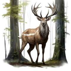 Realistic Full Body View Elk
 , Medieval Fantasy RPG Illustration