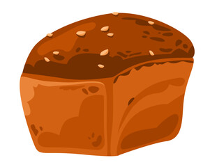 A loaf of rye bread. Bakery product. Cartoon vector illustration.