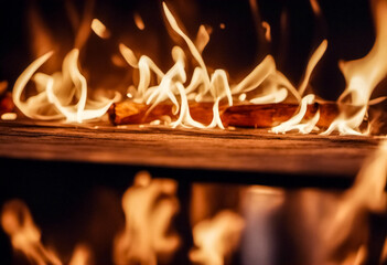 Riscaldati- Atmosfera Magica con il Fuoco sul Tavolo di Legno
