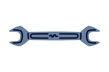 Metal Wrench with Handle as Construction Tool Vector Illustration