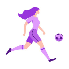 Fototapeta na wymiar Woman Football Player clip art. Flat Vector illustration