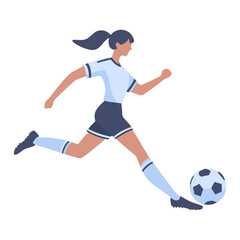 Football soccer player woman clip art. Vector illustration