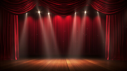  theater stage red curtains Show Spotlight