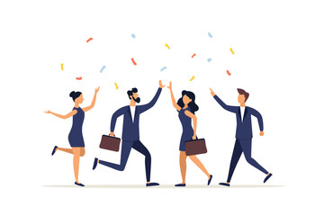 Employee, organization or company, joint teamwork success, employee or community partnership concept, successful businessman, fellow businessman high-fiving for victory at celebration.