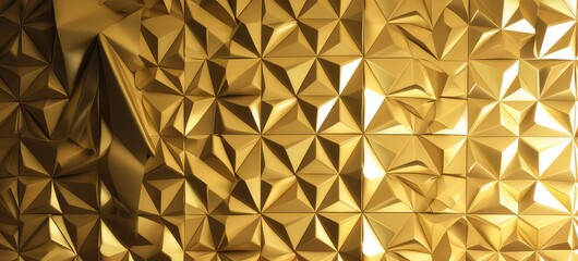 3d golden polygonal shape wallpaper for luxurious touch