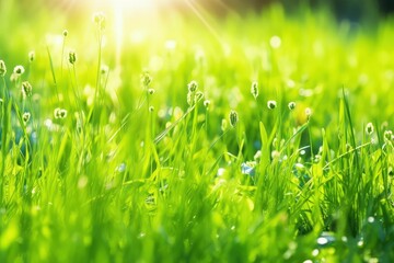 Obraz premium organic green grass farmland outdoor photography with sunlight