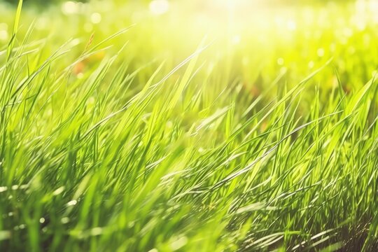 eco friendly green grass farmland with sunlight effect