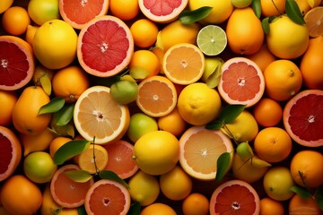 Fresh citrus fruits. Generative AI - obrazy, fototapety, plakaty