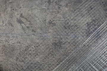 roll mesh for plastering on the gray concrete background. Copy space. Top view.
