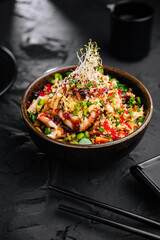 Couscous with Vegetables, Seafood, and Tobiko Caviar