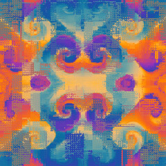 Fototapeta premium Vector image with imitation of grunge datamoshing texture. Retro risograph texture.