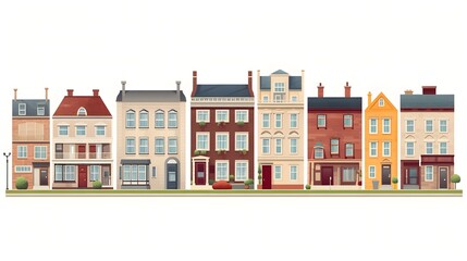 Fototapeta premium house exterior vector flat illustration icons set Collection of icons of urban and suburban house, town house, and cottage